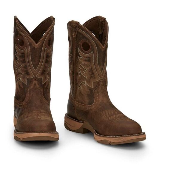 Tony Lama Mens Boots River‎ Tumbleweed 11" W Wide Round Toe Brown RR3370 Size 9D - Picture 1 of 8